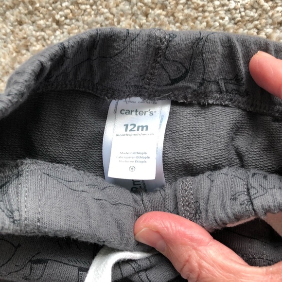 EUC- Carters 2 Pairs of Dinosaur Pants; Dark Grey & Aqua Blue- size 12 months - Picture 9 of 12